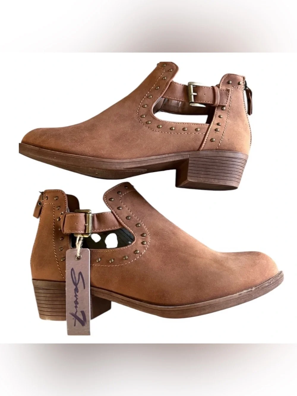 NWT Seven7 Mr. Stokley women’s 9 faux leather brown beaded ankle boots
